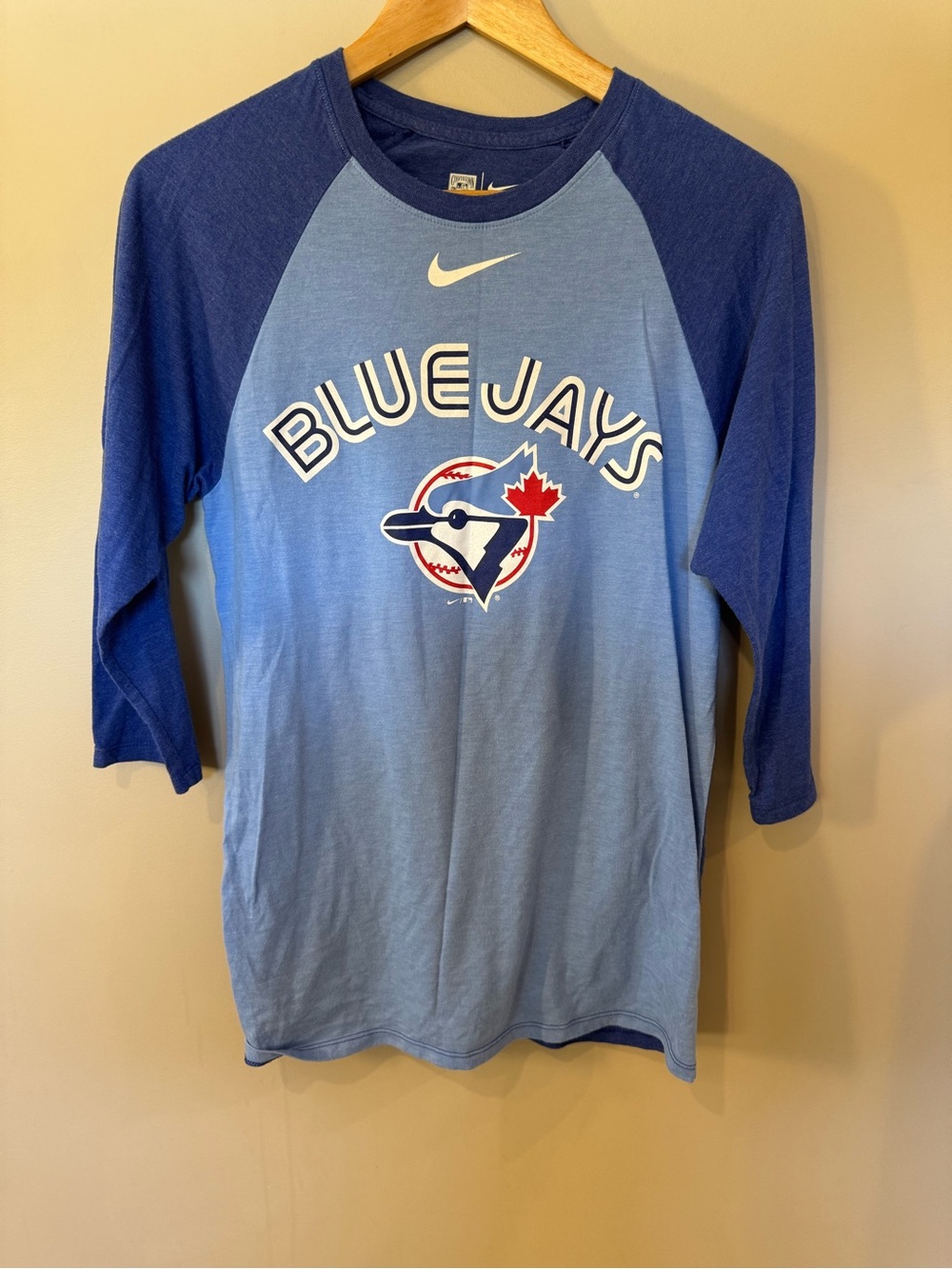 Nike Light Blue and Royal Blue Blue Jays Raglan Tee - Picture 3 of 8